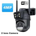 12MP 6K HD i&scaron;orinė WiFi IP kamera lauke, 8x priartinimas, trijų objektyvų dvigubas ekranas, automatinis sekimas, saugos apsauga CCTV stebėjimo programa iCSee 4MP Camera