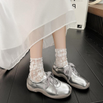 Pavasariniai balerinos bateliai mink&scaron;tu padu moteri&scaron;ki sportbačiai sidabriniai batai 35 sidabras