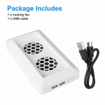 Au&scaron;inimo ventiliatorius, suderinamas su &bdquo;Xbox Series S&ldquo; konsole, vertikalus au&scaron;inimo stovas su 2 didelės spartos au&scaron;inimo ventiliatoriais ir 2 papildomais USB prievadais (Tik &bdquo;Xbox Series S&ldquo;) 18.8*10.3*2.8cm balta