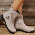 2024 Moteri&scaron;ki Batai Iki Blauzdos Moteri&scaron;ki Batai Eleganti&scaron;ki Modernūs Batai Moterims Apvalus Pir&scaron;tas &Scaron;oninis Užtrauktukas Žemas Kulnas Diržo Sagtis Batai Moterims Zapatos 36 juoda
