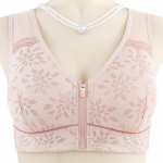 Mink&scaron;tas medvilninis kau&scaron;elis priekinis užtrauktukas Nauji vidutinio amžiaus ir vyresnio amžiaus apatiniai moteri&scaron;ki apatiniai nėriniai be plieno žiedo didelio dydžio liemenėlė 36/80