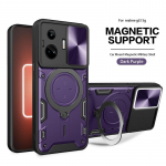 Dėklas Realme GT3 5G 6.74 Stumdomas Kameros Smūgiams Atsparus &Scaron;arvuotas Telefono Dėklas Realmi GT 3 G T 3 RMX3709 Magnetinis Laikiklis Galinis Dangtelis For Realme GT 3 5G raudona