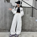 Pavasario rudens vaiki&scaron;kas kostiumas, laisvo kirpimo, korėjieti&scaron;ko stiliaus, trumpa striukė, kelnės, 2 dalių rinkinys mergaitėms 140cm balta