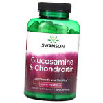 Gliukozaminas ir Chondroitinas, Gliukozamino ir Chondroitino kapsulės, Swanson 200 kapsulių (03280017) 200caps