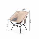 Sulankstoma mėnulio kempingo kėdė Aliuminio lengva ne&scaron;iojama keturkampio rėmo paplūdimio kėdė Ergonomi&scaron;kas atlo&scaron;as piknikui, žvejybai, laukui S chaki