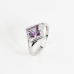 925 prabos sidabrinis kvadratinis žiedas su sintetiniu spalvą keičiančiu Aleksandrito nano akmeniu, eleganti&scaron;kas madingas gimtadienio dovana moterims US RING SIZE:9# violetinė