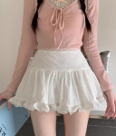 Kawaii Baltas Mini Sijonas Moterims Vasaros Fairycore Seksualus Auk&scaron;tu Liemeniu Klostuotas Nėrinių Tinklelio Mozaika A-linijos Sijonas &Scaron;ortai Korėjieti&scaron;kas S balta
