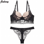 Julexy Sexy Push Up liemenėlės rinkinys nėriniuotas kelnaičių komplektas Moteri&scaron;kas liemenėlės trumpas rinkinys 90C