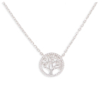 Les Tr&eacute;sors De Lily [Q2858] - Collier Argent 'Arbre de Vie' blanc argent&eacute; (rhodi&eacute;) - 14 mm