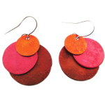 Les Tr&eacute;sors De Lily [R1216] - Boucles d'oreilles artisanales 'Aluminirock' rouge orange - 3x2. 8 cm