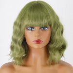 LISI HAIR Moteri&scaron;kas trumpas banguotas perukas su kirpčiukais Sintetinis pluo&scaron;tas Natural Water Wave Green Wig Cosplay Kasdienis drabužis