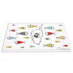 Les Tr&eacute;sors De Lily [A1103] - Planche &agrave; d&eacute;coupe / dessous de plat verre 'Corsica' multicolore blanc (poissons) - 30x20 cm įvairiaspalvis