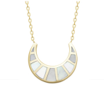 Les Tr&eacute;sors De Lily [R3945] - Collier Plaqu&eacute; Or 'Luna' blanc dor&eacute; (nacre) - 20x18 mm