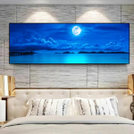 Jūros peizažas Panorama Mėlynas dangus Debesis Drobė Tapyba Kra&scaron;tovaizdis Plakatai ir spaudiniai Sienos Menas Nuotraukos Svetainė Namų dekoras Be rėmelio 40cm&times;80cm NoFrame