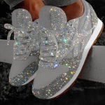 Moteri&scaron;ka mada Crystal Bling Suvarstomi laisvalaikio batai Sportiniai bateliai vaik&scaron;čioti 41 sidabras