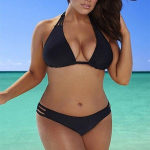Moteri&scaron;kas bikinio rinkinys maudymosi kostiumėlis vasaros paplūdimio apranga Push Up Hollow Out Bandage Bikiniai 2vnt pamink&scaron;tinti maudymosi kostiumėliai L juoda