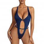 Moteri&scaron;kas seksualus kombinezonas Žemo kirpimo, tu&scaron;čiaviduris, liesas, elastingas, berankovis juosmens dirželio dekoras Reguliuojamas spagečių dirželis kryžminė nugara, flirtuojanti suaugusiųjų sekso apranga S tamsiai mėlyna spalva