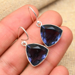 Iolite brangakmenio rankų darbo 925 kieto sterlingo sidabro papuo&scaron;alų auskarai i&scaron; jos 1.4 Inches violetinė