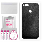 apgo Protective Skin Sticker for the back compatible with Xiaomi Mi A1 (Mi 5X), Wrap Film, Foil, Vinyl - Pattern Black Leather