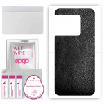 apgo Protective Skin Sticker for the back compatible with OnePlus 10 Pro, Wrap Film, Foil, Vinyl - Pattern Black Leather