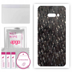 apgo Protective Skin Sticker for the back compatible with LG G8X ThinQ, Wrap Film, Foil, Vinyl - Pattern Carbon Black Pixel
