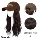 MISS WIG Sintetinių ilgų banguotų plaukų beisbolo kepuraitė, perukas, priauginamas reguliuojamas skrybėlė su plaukais, skirtas kasdieniam dėvėjimui 50cm