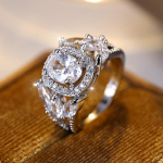 Subtilūs madingi ovalūs balti cirkonio žiedai moterims Sidabrinės spalvos vestuvinis sužadėtuvių žiedas, papuo&scaron;alas, dovana 6 sidabras/balta