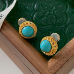 Turquoise Stud Viduramžių papuo&scaron;alai Auk&scaron;čiausios klasės temperamentas, universalus natūralus akmuo, naujas Kinijos kiemo retro stiliaus moteri&scaron;kas žalia