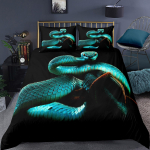 3D gyvatės antklodės komplektas vaikams berniukams paaugliams žalia gyvatė antklodė 135X200cm 2PCS