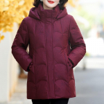 Žieminė pūkinė striukė moterims, didelio dydžio, vir&scaron;utiniai drabužiai su gobtuvu, eleganti&scaron;kas, storas, &scaron;iltas pūkinis paltas, moteri&scaron;kas parkas 5XL raudona