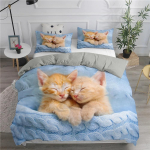 Animacinis patalynės komplektas su mielais katinais, 3D spausdintas antklodės užvalkalų rinkinys, viengulis, dvigulis, karali&scaron;ko dydžio, dvigulis dydis, pagalvės užvalkalas, patalynė, mink&scaron;tas poliesteris EU Single 135x200cm
