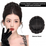 Maruko plaukų kuodo perukas, moteri&scaron;kos paveldėtojos, princesės galvos imitacijos kuodo plaukų aksesuaras, nuotakos plaukų kuodo galvos juosta style 02 Natural black