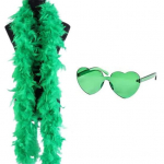 Turkijos plunksnų boa Pūkuotas plunksnų boa &scaron;alikas su &scaron;irdelės formos rėmeliais akiniais nuo saulės Helovino Kalėdų kostiumo aksesuaras moterims mergaitėms