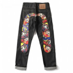 Nauji japoni&scaron;ki Hipster Retro Hip-hop Fashion Print Džinsai High Street Leisure Slim Straight Siuvinėti Y2k Print Siuvinamos kelnės S