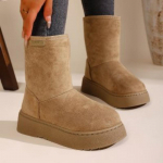 Moteri&scaron;ki didelio dydžio storu padu žieminiai &scaron;ilti kailiniai vieni sniego batai, sutir&scaron;tinto pamu&scaron;alo aulinukai, neslystantys žygio sportiniai medvilniniai batai 42 chaki