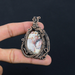 Crazy Lace Agate Brangakmenio Pakabukas Rankų Darbo Papuo&scaron;alai, 999 Vario Vielos Apvyniotas Pakabukas Sodalito Papuo&scaron;alai, Dovana Jai Moteri&scaron;kas Pakabukas Naujas Pakabukas 2.55 Inches