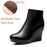 8cm 10cm Mažas dydis 33-41 Patogūs rudens žiemos tikros odos batai Platformos plei&scaron;tai Batai 2025 Auk&scaron;ti kulniukai Ankle Botas Biurui 40 black