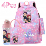 4 vnt./rinkinys KPOP spausdintas kuprinė, rankinė, pie&scaron;tukinė su 750 ml vandens buteliuku paaugliui berniukui, mergaitei, didelės talpos knygų krep&scaron;ys, mokyklinė kuprinė, gertuvė