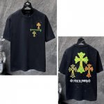 8959 CHROME HEARTS 2026 Vasara Naujas Auk&scaron;tos Kokybės Medvilninis Apvalia Kaklo Laisvas Didelio Dydžio Vyri&scaron;kas ir Moteri&scaron;kas Mar&scaron;kinėliai Poros Mar&scaron;kinėliai S juoda
