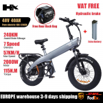 HX Q3 Elektrinis purvo dviratis 2000W Elektrinis dviratis Suaugusiems 48V 20Ah Ilgo nuotolio Elektrinis dviratis 57KM/H Visureigis Storomis Padangomis Ebike E Dviratis q3 pilka