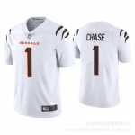 Cincinnati Bengals NFL Futbolo Džersis Burrow 9 Chase 1 Siuvinėtas Gerbėjo Apranga Unisex V formos i&scaron;kirptė Medvilninis Sportinis Mar&scaron;kinėlis XL white