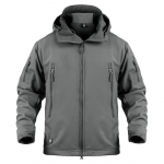 &bdquo;Soft Shell&ldquo; vandeniui atspari karinė vyri&scaron;ka striukė žiemai, &scaron;ilta žygiams lauke su kamufliažiniu vilnos taktiniu paltu M pilka spalva