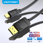 Vention Mini DP į DP kabelis 4K Mini DisplayPort į DisplayPort kabelio adapteris, skirtas Macbook Pro Air kompiuteriui TV DP į Mini DP kabelis 1.5m juoda