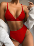 Moteri&scaron;kas maudymosi kostiumėlis Seksualus vienspalvis Bikini Switle Triangle Maudymosi kostiumėlis Daugiaspalvis S raudona