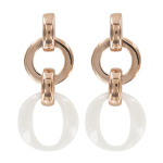 Les Tr&eacute;sors De Lily [R5010] - Boucles Argent 'Chor&eacute;graphie' blanc ros&eacute; (c&eacute;ramique) - 27x12 mm