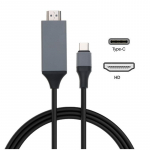 USB 3.1 C tipo į HDMI adapterio keitiklis i&scaron; 2M USB C į HD 30Hz 4k HD-MI laidas, skirtas MacBook Samsung Galaxy S9/S8 Huawei juoda