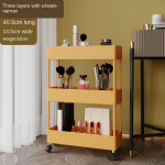 2/3/4 sluoksnio siauro tarpo laikymo stovas virtuvės vonios lentynos Organizatorius Mobilus plonas laikymo krep&scaron;elis su ratu vežimėliu Taupykite vietą 3 layers 40.5*13.5*62cm oranžinė