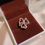 925 Sidabrinis Lucky Clover Balto cirkonio rinkinys Dobilas Žiedas Smeigtukai Auskarai Moterims Kūrybingi papuo&scaron;alai Dovanų vakarėlis gimtadienio proga