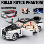 1/24 mastelio fantominio modelio automobilis, cinko lydinio, i&scaron;traukiamas atgal Žaislinis automobilis Metalo liejimo modelio automobilis su garsu ir &scaron;viesa, skirta vaikams berniukui, merginai 1/24-21x6.8x5.7cm balta/juoda