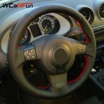 WCaRFun Hand-stitched Black Artificial Leather Car Steering Wheel Cover for Seat Ibiza 6L leon 2007